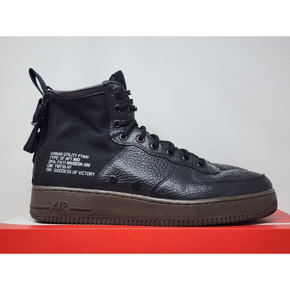 Nike SF Air Force 1 Mid BLACK 917753-002 Size 10 WORN - Picture 5 of 8